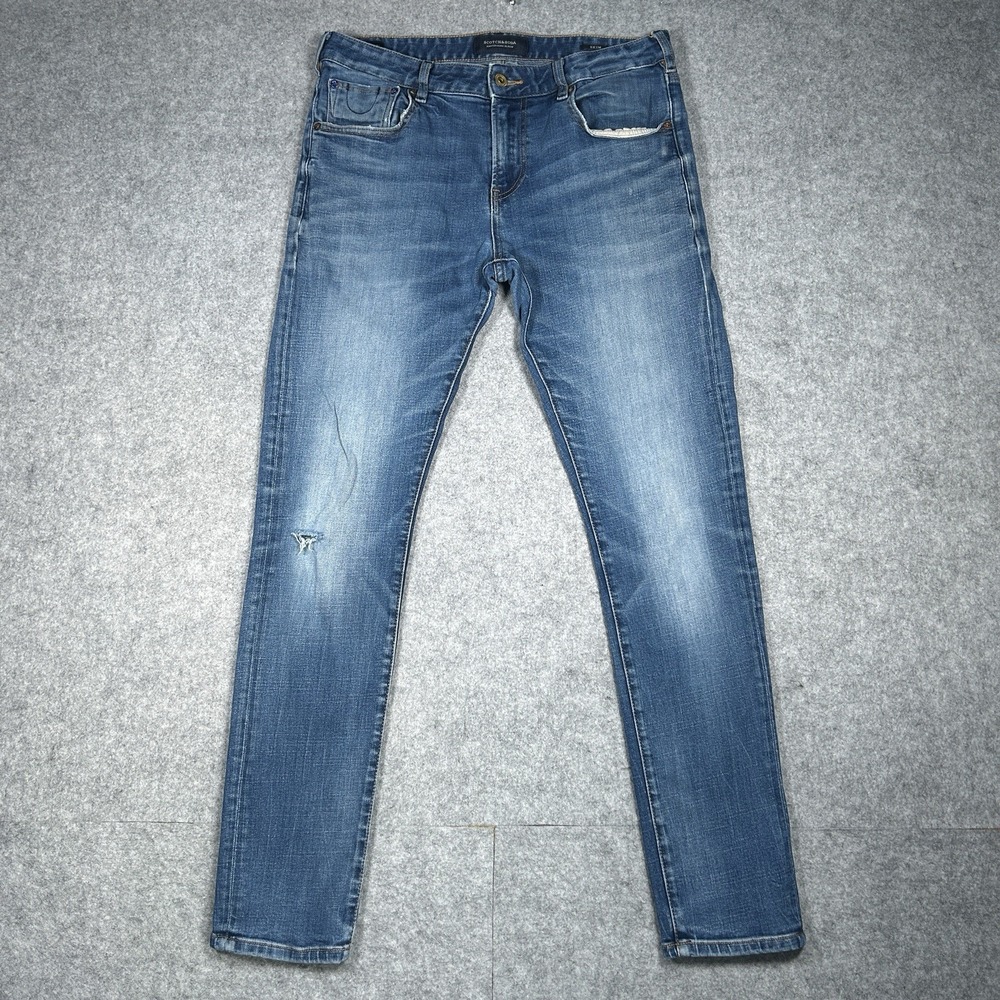 Scotch &‎ Soda Denim Jeans Mens Size 32x32 Blue Faded Skim Ams Blauw Favourite